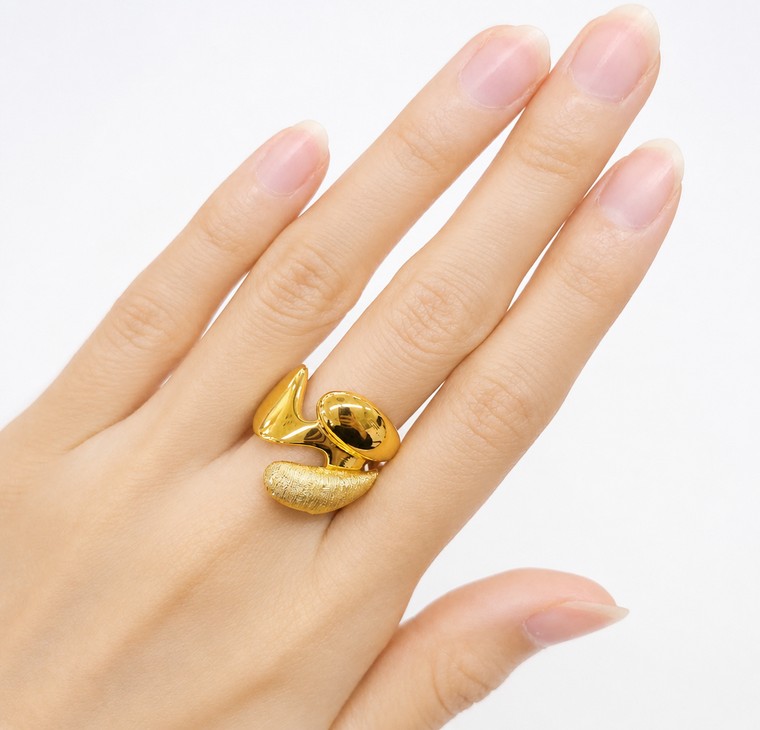 Merchant9 Cincin Emas LUMERA Bold Wave Matte L:1.8CM