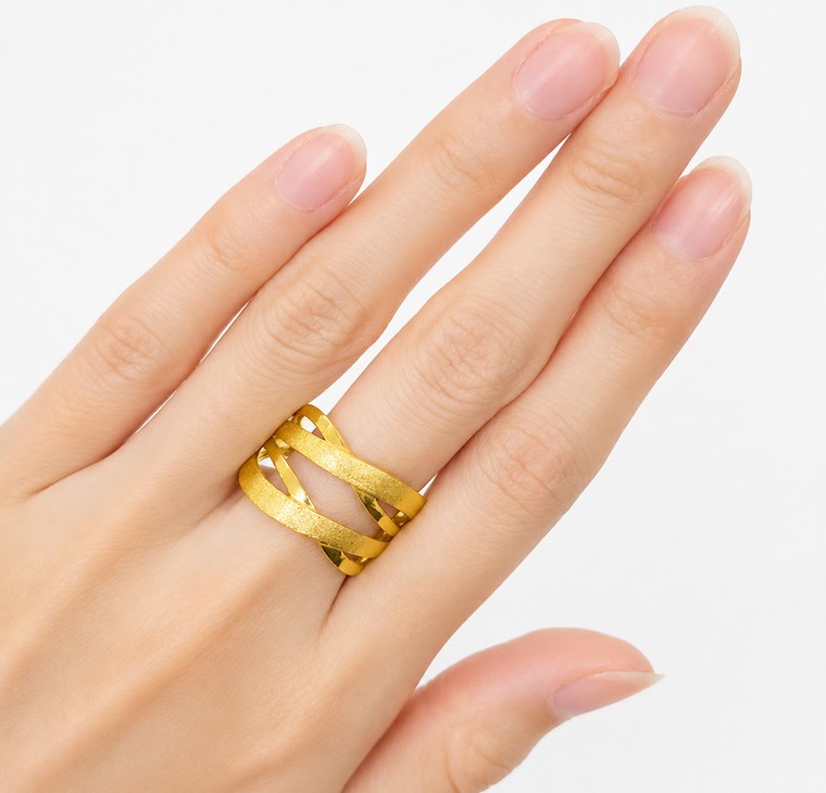 Merchant9 Cincin Emas Silang Polish Matte L:1.3CM