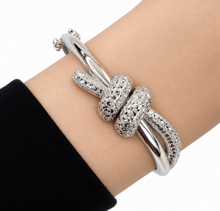 Merchant9 Gelang Oval Knot Diamond Cut Chrome