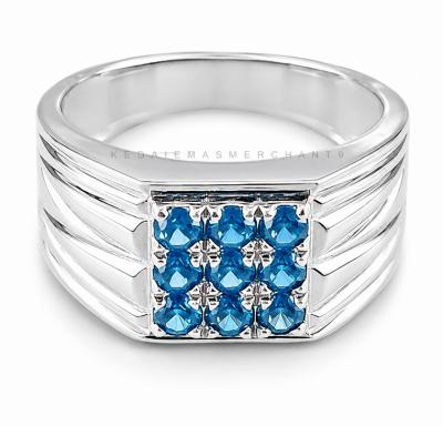 Merchant9 Cincin Perak Batu Biru Muda 3 Row CPBLSS