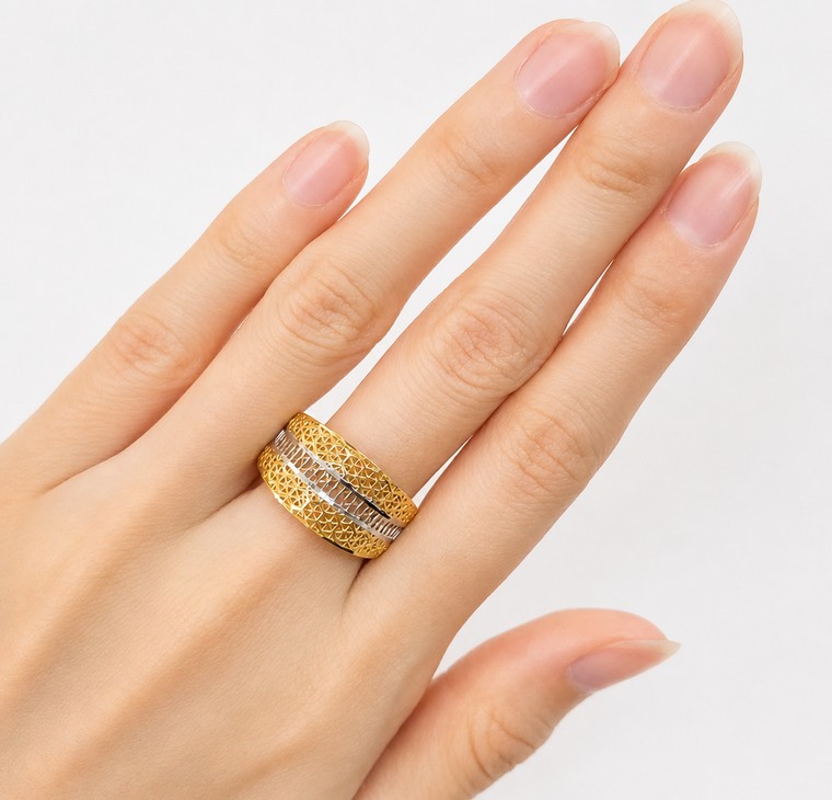 Merchant9 Cincin Emas Lintah Kerawang Stripe 2C L:1.1CM
