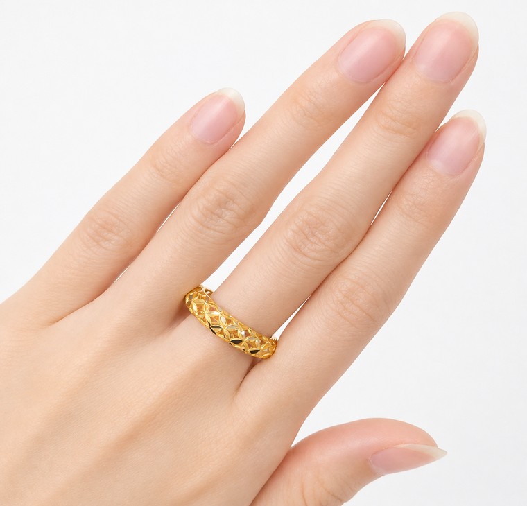 Merchant9 Cincin Emas Leaf Kerawang L:0.45CM