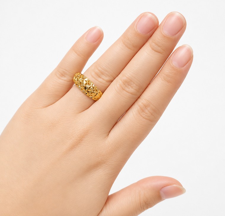 Merchant9 Cincin Emas Lintah Kerawang Bunga L:0.8CM