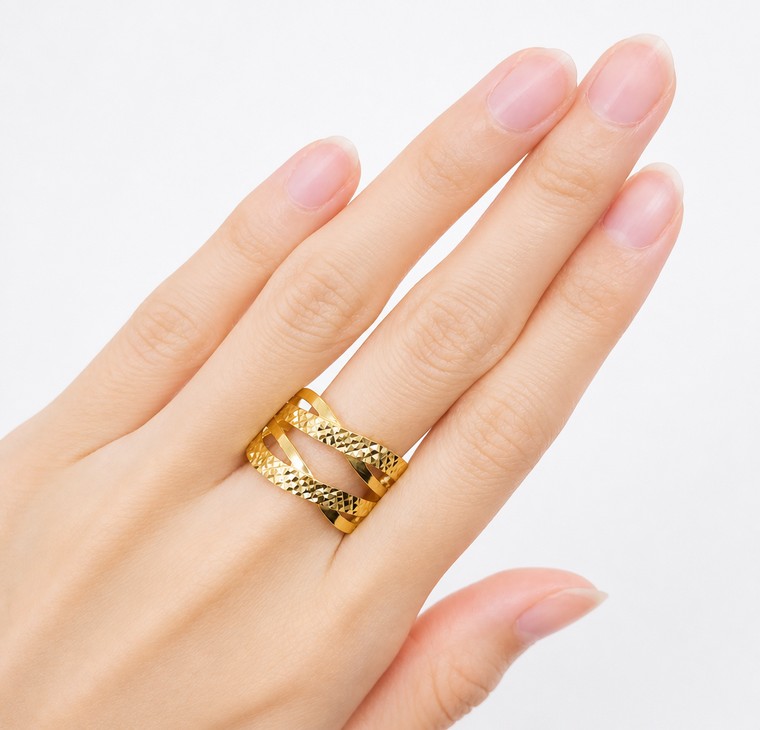 Merchant9 Cincin Emas Silang Dimensi L:1.4CM