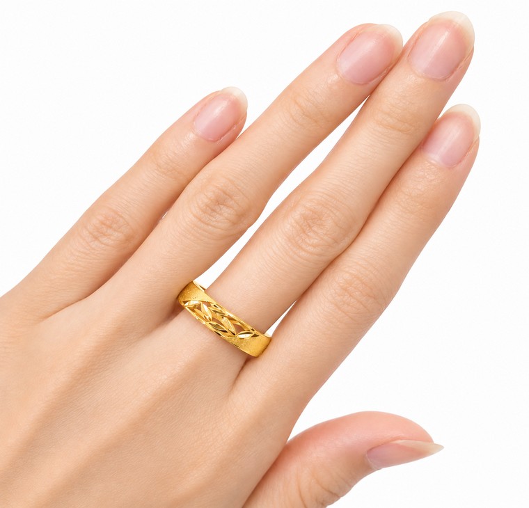 Merchant9 Cincin Emas Leaf Matte L:0.5CM