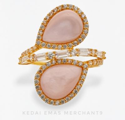 Merchant9 Cincin Emas TearDrop Double Pink