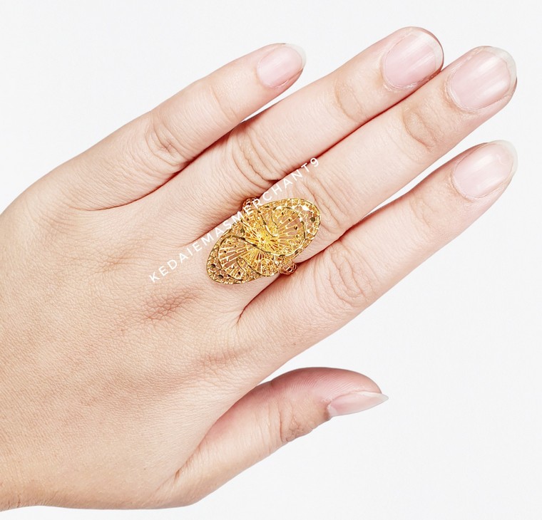 Merchant9 Cincin Emas Oval Bunga Net II