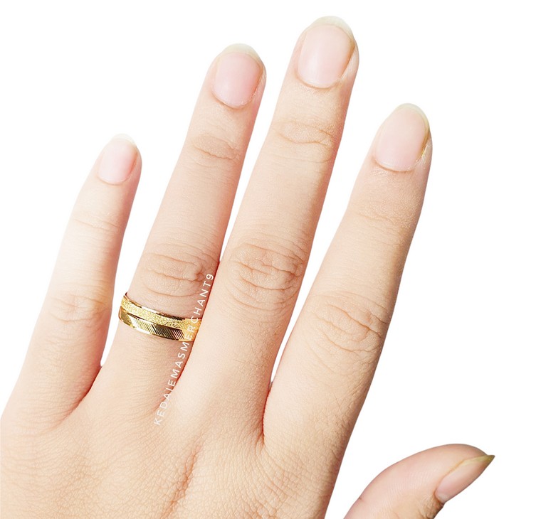 Merchant9 Cincin Emas Belah Rotan Pasir Stripe L:0.45CM