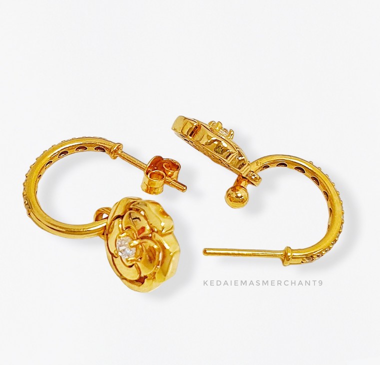 Merchant9 Subang Dangle Bunga Permata L:1.1CM