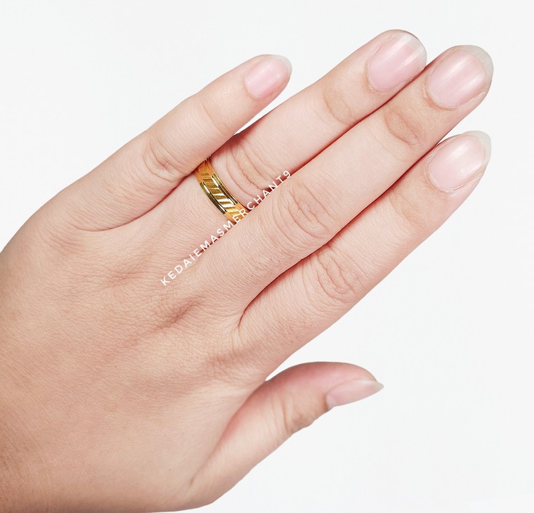 Merchant9 Cincin Emas Belah Rotan Line Pasir IV Padu