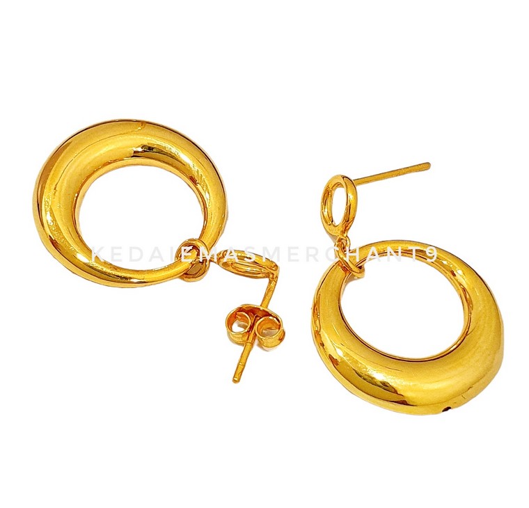 Merchant9 Subang Paku Dangle Bulat Polish