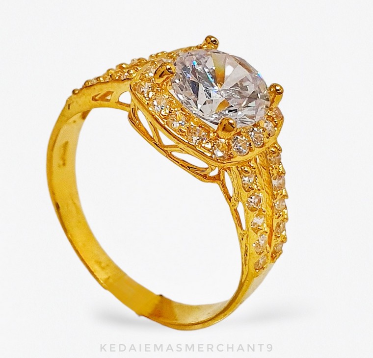 Merchant9 Cincin Emas Permata 6666 Double Layer White