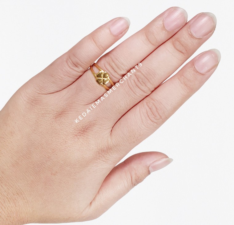 Merchant9 Cincin Emas Clover 2 Layer Polish