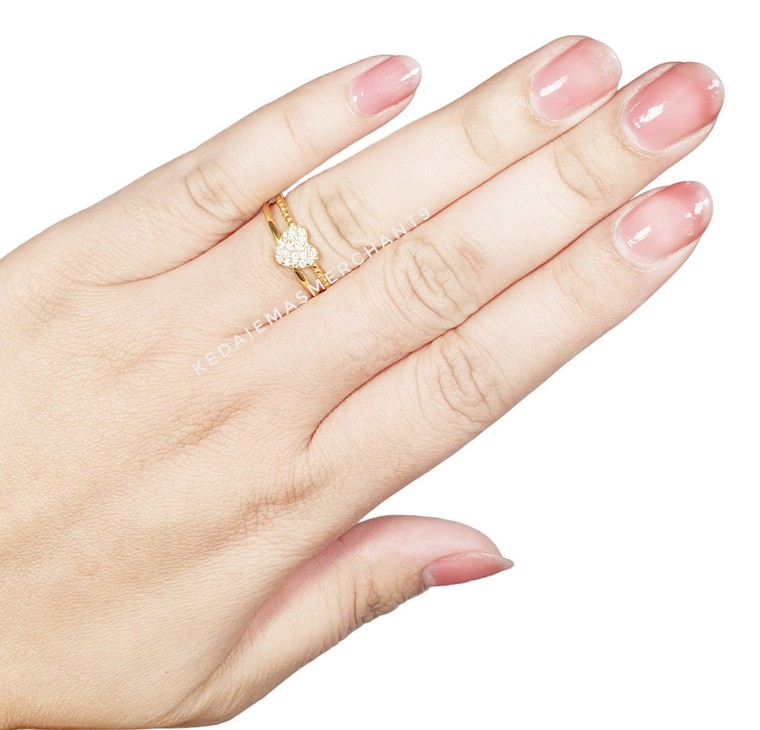 Merchant9 Cincin Emas Love 2 Layer Permata