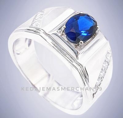 Merchant9 Cincin Perak Batu Biru Mat Lela