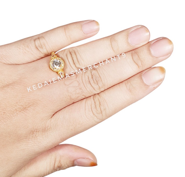 Merchant9 Cincin Emas Permata Cera S9018 Solitaire Bulat
