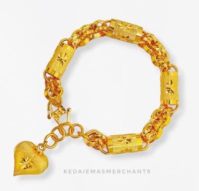 Merchant9 Rantai Tangan Double Kendi Buluh Love Gantung L:0.7CM