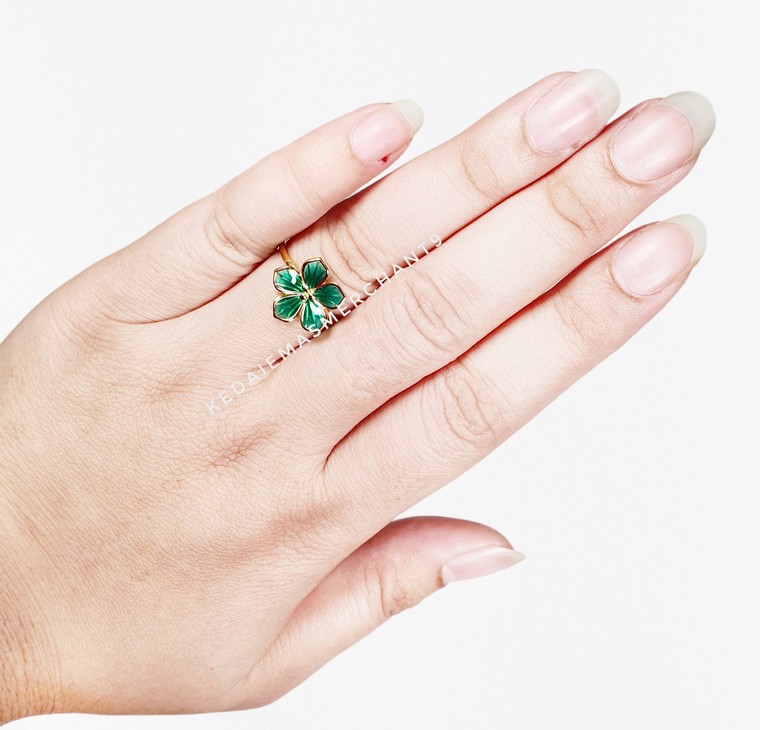Merchant9 Cincin Emas Bunga Alamanda Hijau