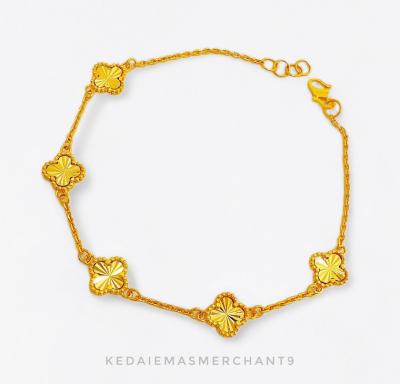 Merchant9 Rantai Tangan Sauh VC 5 Clover Padu L:0.7CM