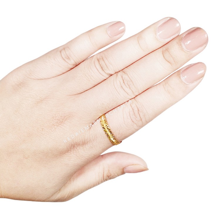 Merchant9 Cincin Emas Belah Rotan Mozaic Pasir 3 Lines