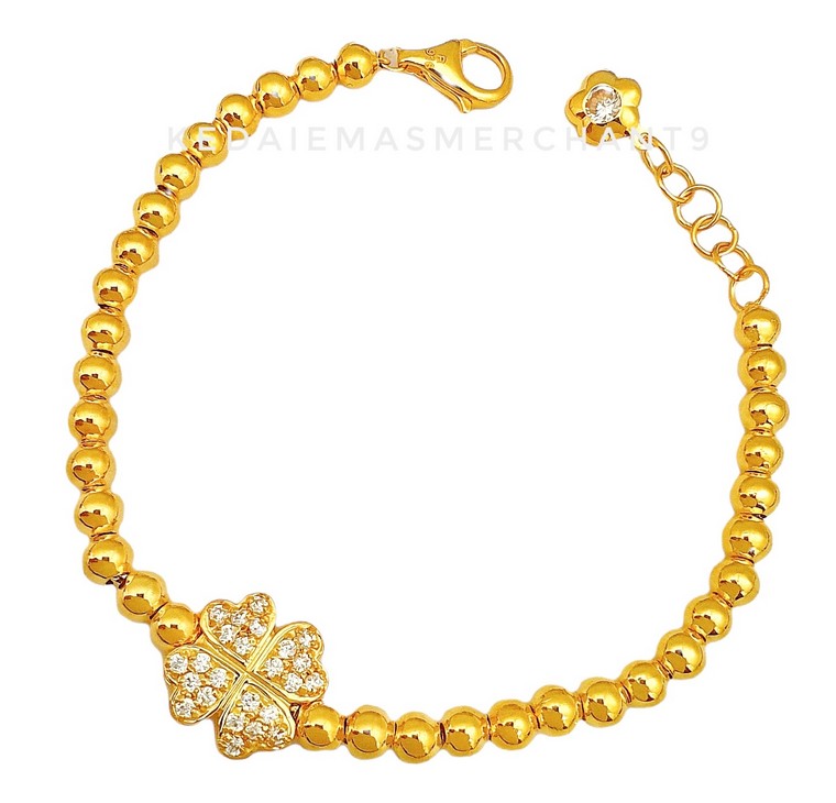 Merchant9 Rantai Tangan Pearl Clover Permata L:1.2CM