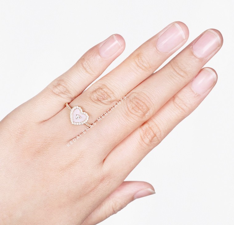 Merchant9 Cincin Emas Love Pink Permata