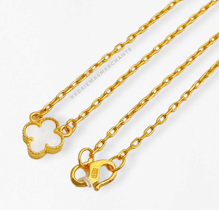 Merchant9 Rantai Leher Sauh Choker VC White Clover S
