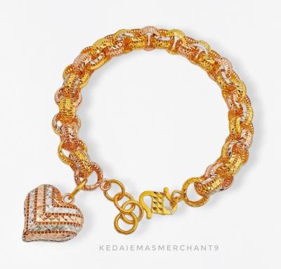 Merchant9 Rantai Tangan Kendi Kerawang Love Gantung 3C L:0.9CM