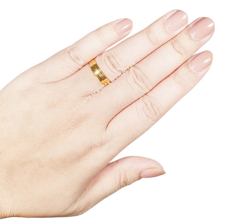 Merchant9 Cincin Emas Belah Rotan Line Polish