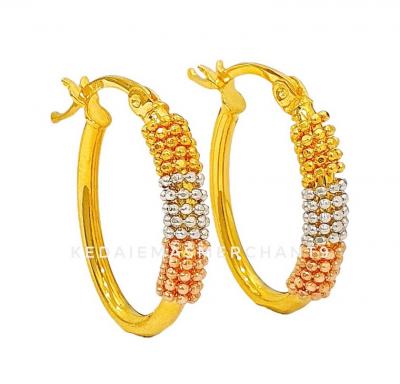 Merchant9 Subang Ring Italian Oval Bubble 3C Dia:1.1CM