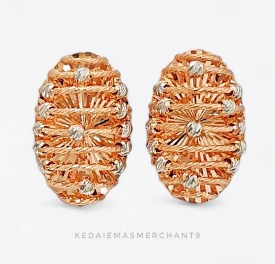 Merchant9 Subang Paku Zahra Caterpillar Oval RoseGold 2C