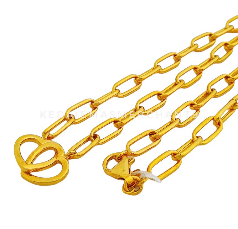 Merchant9 Rantai Leher Sauh Paperclip Twin Love L:0.45CM