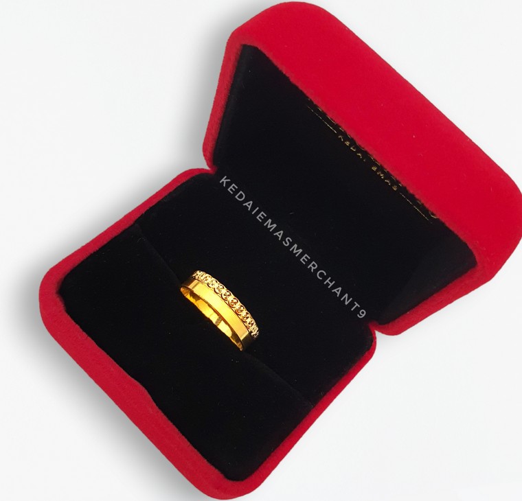 Merchant9 Cincin Emas Belah Rotan Dot Dot Polish I