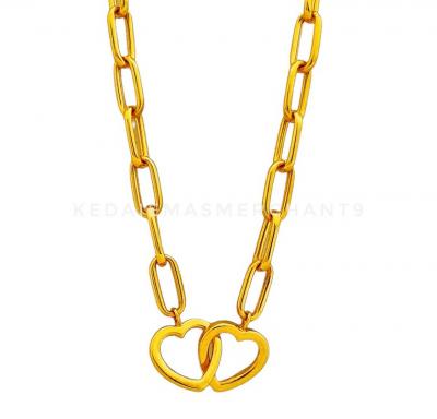 Merchant9 Rantai Leher Sauh Paperclip Twin Love L:0.45CM