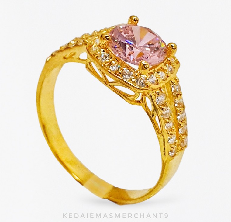 Merchant9 Cincin Emas Permata 6666 Double Layer Pink