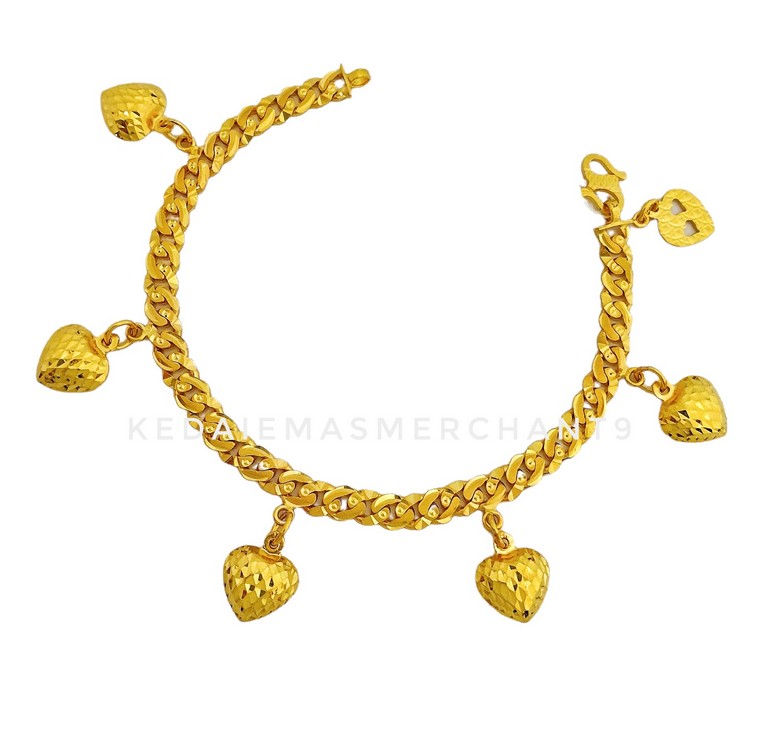Merchant9 Rantai Tangan Puteri Padu Gantung Love L:0.4CM