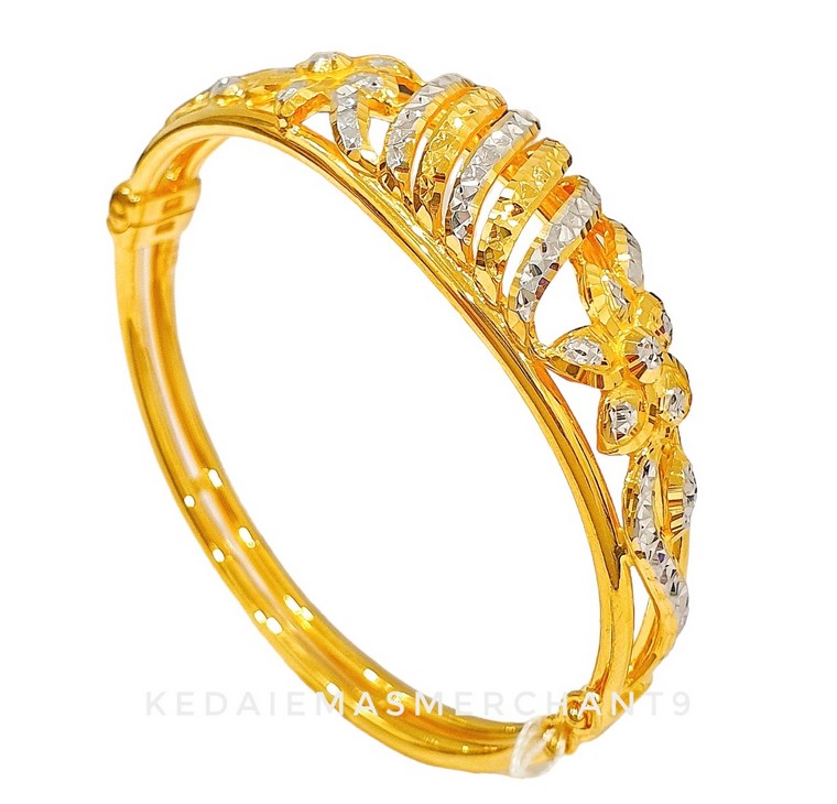 Merchant9 Gelang Lintah Bunga Kerawang Chrome L:1.5CM