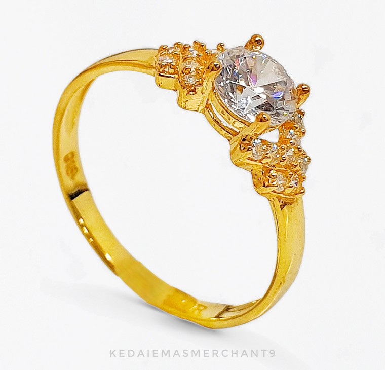 Merchant9 Cincin Emas Permata Cera 9023 Solitaire