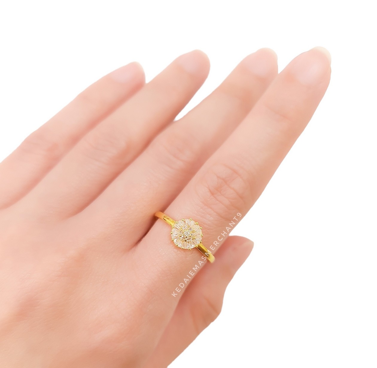 Merchant9 Cincin Emas Sunflower Permata Minimalist