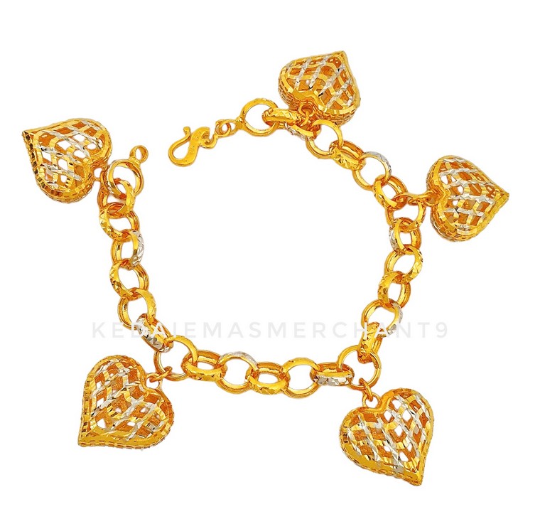 Merchant9 Rantai Tangan Sauh Bulat Gantung Love Kerawang L :0.7CM