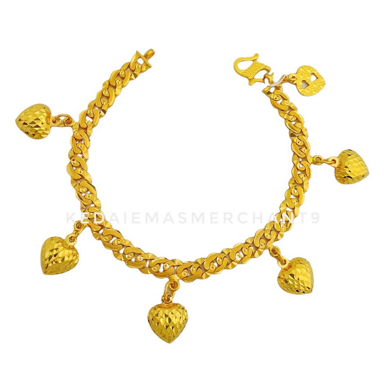 Merchant9 Rantai Tangan Puteri Padu Gantung Love L:0.5cm