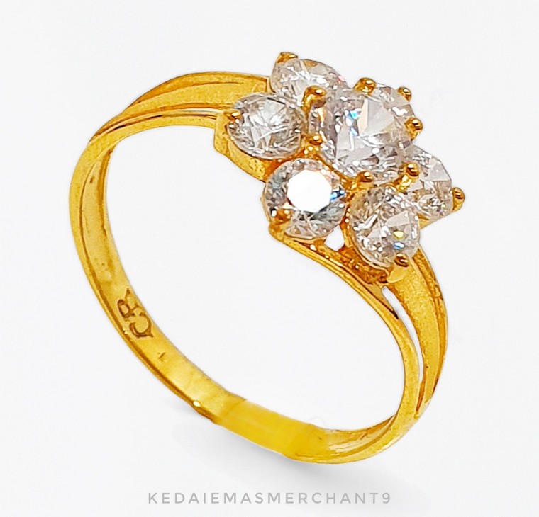 Merchant9 Cincin Emas Permata 6657 Bunga Silang