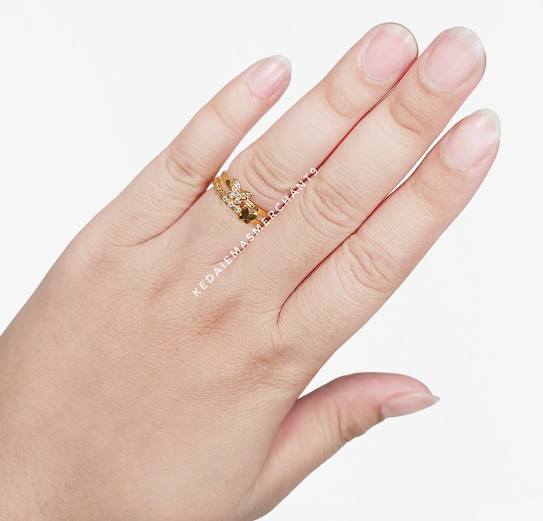 Merchant9 Cincin Emas Butterfly Double Layer Permata