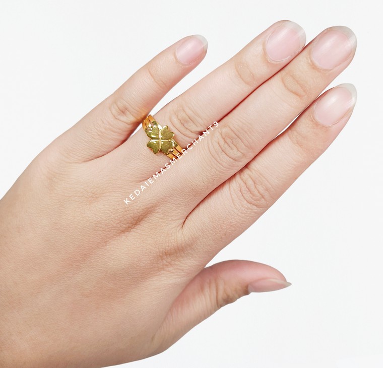 Merchant9 Cincin Emas Clover Polish Dimensi 3 Layer