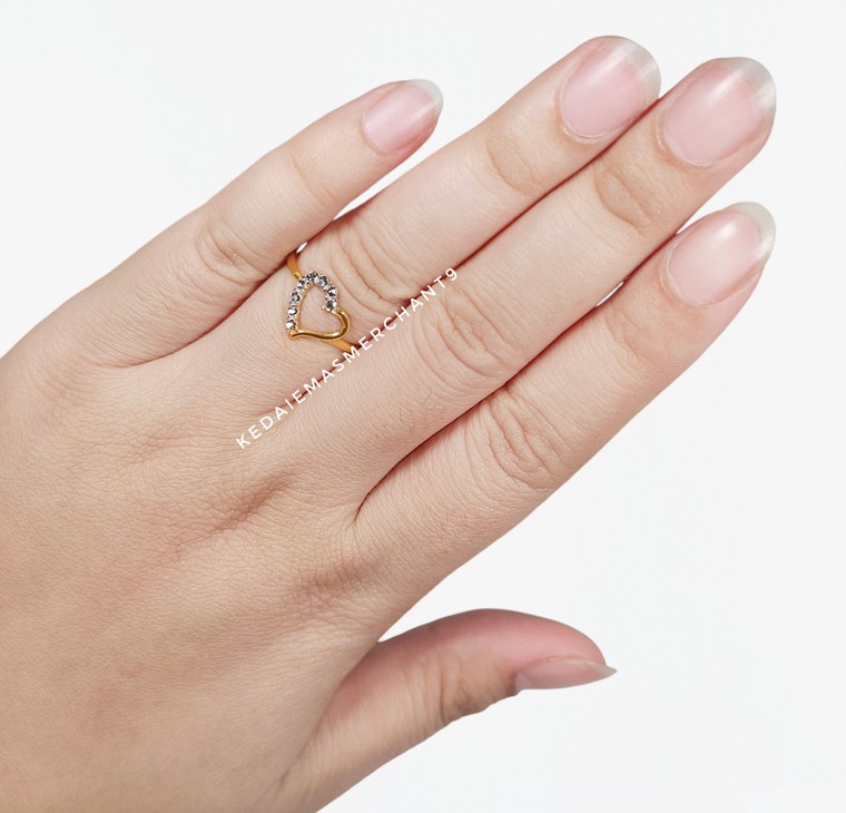Merchant9 Cincin Emas Love Half Diamond Cut
