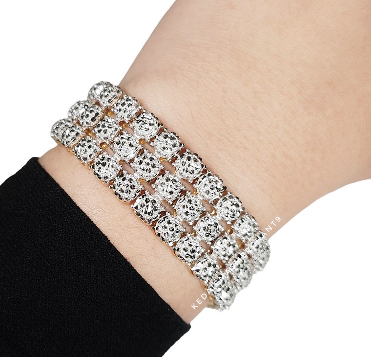 Merchant9 Rantai Tangan Roti Bun Diamond Cut L:1.8CM (KLIP PETAK)