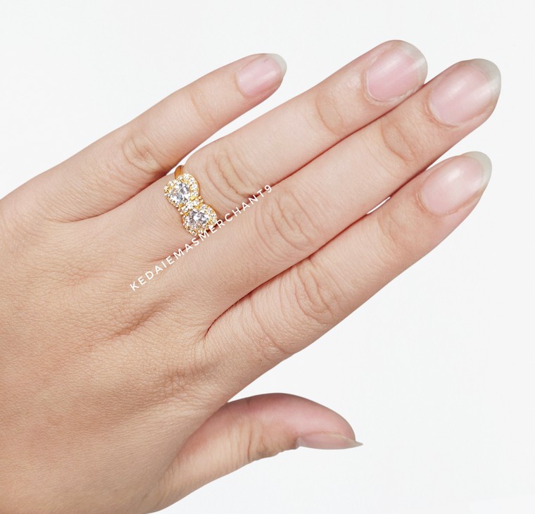 Merchant9 Cincin Emas Permata Ribbon White Cera S9115