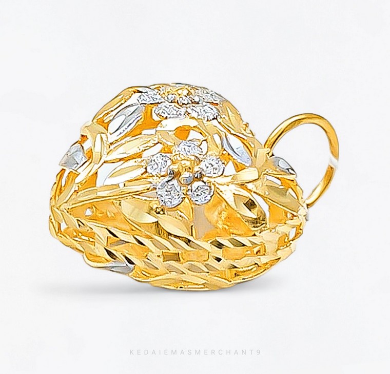 Merchant9 Loket Love Bunga Kerawang Chrome L:1.6CM