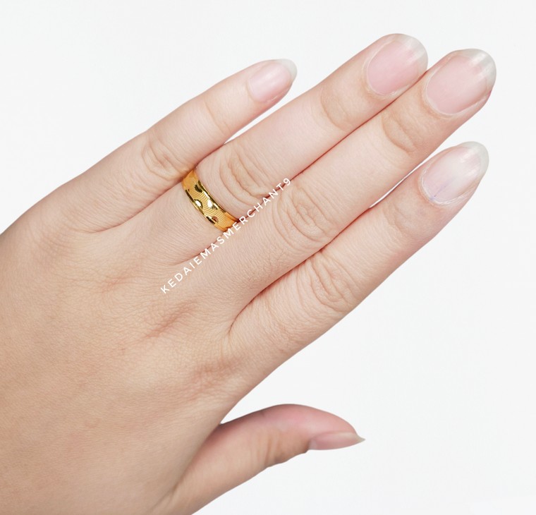 Merchant9 Cincin Emas Belah Rotan Leaf Stripe L:0.45CM