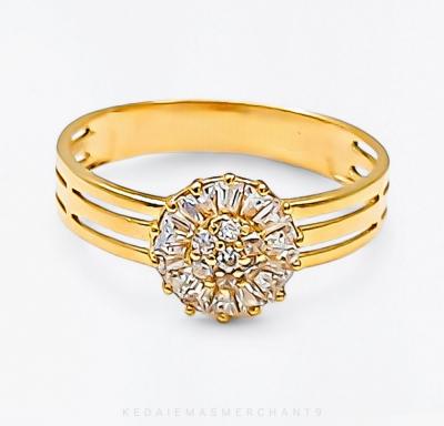 Merchant9 Cincin Emas Sunflower Permata 3 Layer